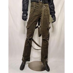 Olive Green Corduroy Utility Cargo Bondage Punk Pants 2X XXL NEW WITH TAG